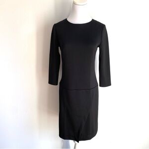 Pepe Runa Black 3/4 Sleeves Split Hem Sheath Dress